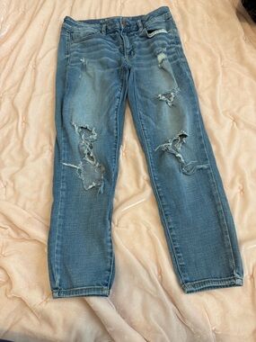 American Eagle Outfitters Distressed Light Blue Boyfriend Jeans